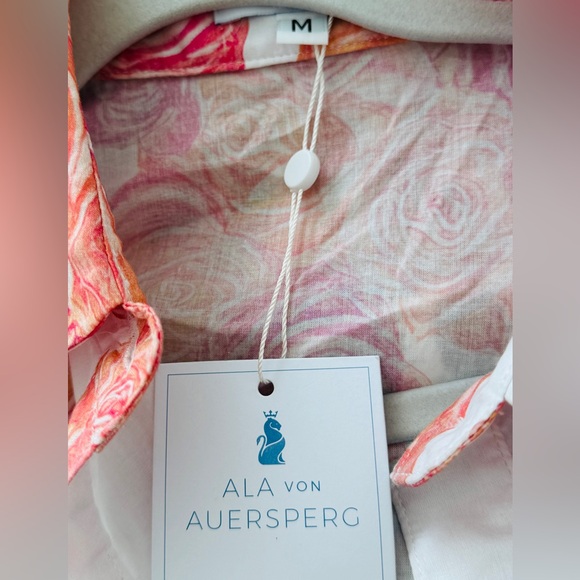 Aula Von Auersperg Floral Button Front Blouse Cotton Shirt Medium NWT - Picture 3 of 6
